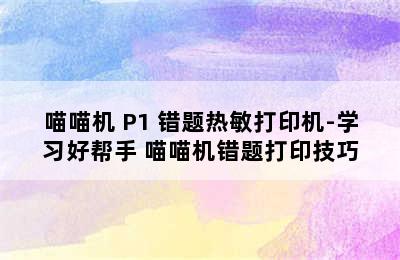 PAPERANG/喵喵机 P1 错题热敏打印机-学习好帮手 喵喵机错题打印技巧